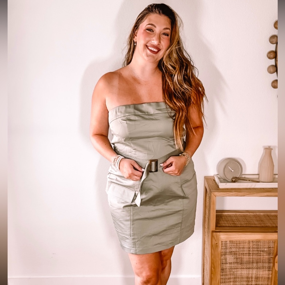 Abercrombie Elegant Strapless Sage Dress